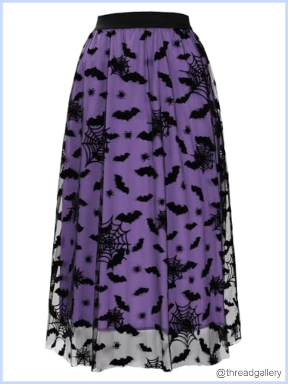 Women's Halloween Tulle Skirt Elastic Waist Midi Layered Mesh Witch Costume